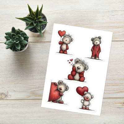 Whimsical Valentine Bear sticker sheet