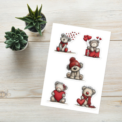 Whimsical Valentine Bear sticker sheet