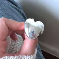 POLISHED SILVER HEART RING  - Thumbnail 1