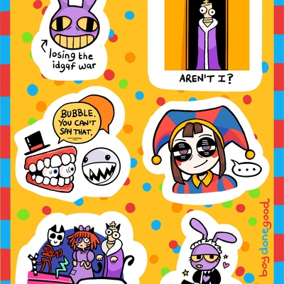 Digital circus sticker sheet
