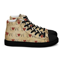 Love Womens high top canvas shoes - Thumbnail 5