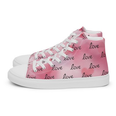 Love you pink womens high top canvas shoes