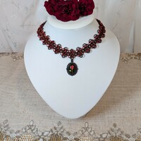 chainmail cameo choker in black and red - Thumbnail 1