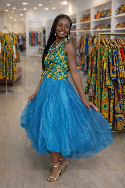  Tropical Oasis Halter Tulle Dress