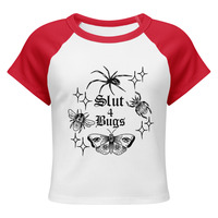 Slut 4 bugs Womens micro rib raglan baby tee - Thumbnail 2