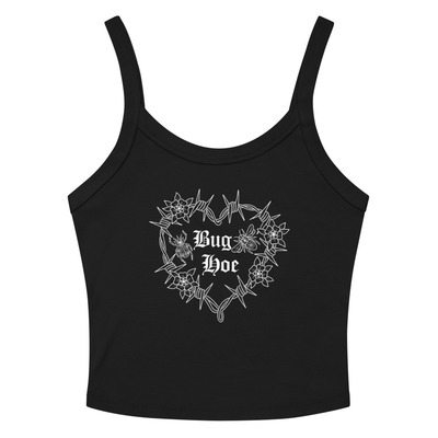 Bug hoe white print womens micro-rib tank top