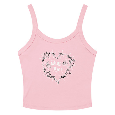Bug hoe white print womens micro-rib tank top
