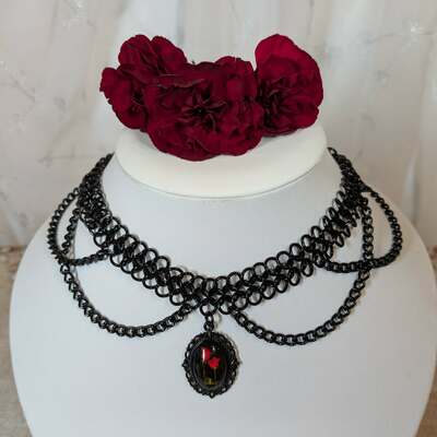 Chainmail gothic choker necklace