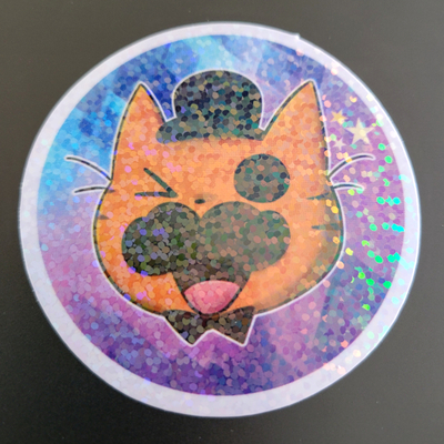 Mr.cat head glitter sticker
