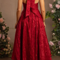 Halter A-Line Jacquard Tea Length Prom Dresses - Thumbnail 2