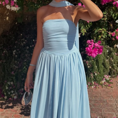 Charming strapless a line blue floor length prom dresses