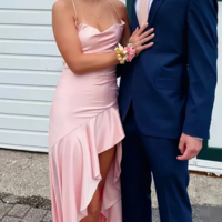 Spaghetti Straps Pink Long Backless Prom Dress With Ruffles - Thumbnail 2