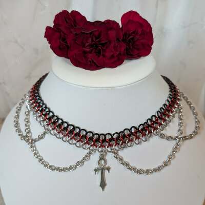 Ahnk chainmaille choker necklace