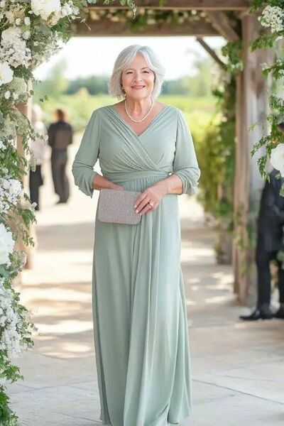 Mint Green A Line Chiffon Mother of Bride/Groom Dress Evening Formal Gowns 