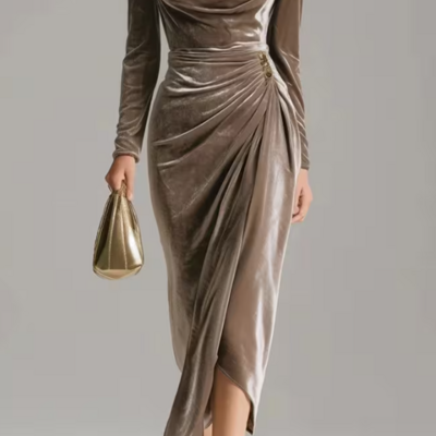 Vintage luxury deep v-neck mother of bridal/groom dress formal evening dress