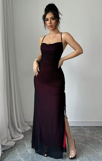 Beautiful Sheath Straps Split Long Prom Dresses