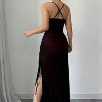 Beautiful Sheath Straps Split Long Prom Dresses - Thumbnail 1