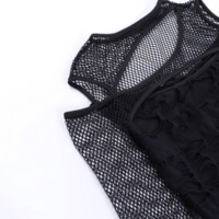 Hollow Out T-Shirt Grunge Punk Fishnet Patchwork Top - Thumbnail 6