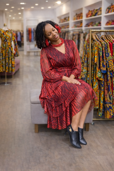 Crimson Muse Midi Dress
