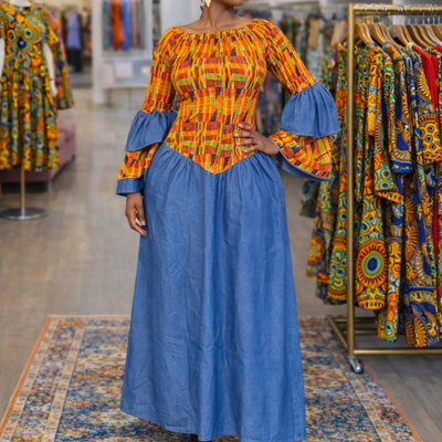 Sunset kente maxi dress - Thumbnail 5