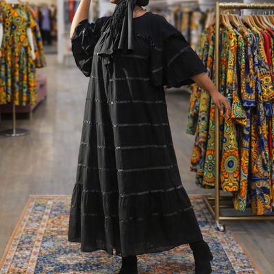 Timeless black caftan set - Thumbnail 5