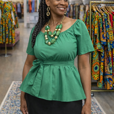 Emerald grace peplum top(m)