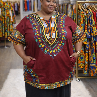 Royal burgundy heritage dashiki (2x)