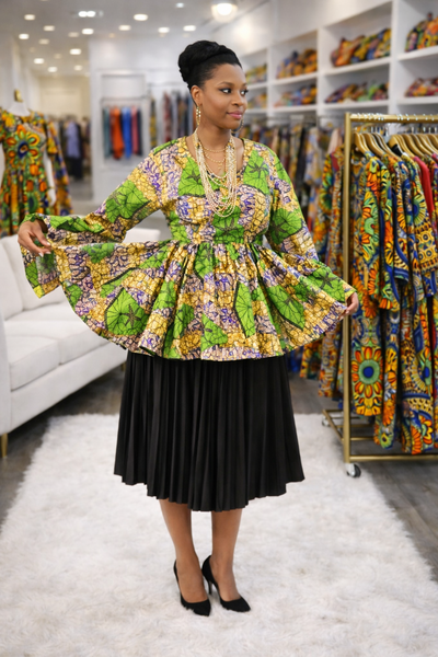Emerald Bloom Peplum Top