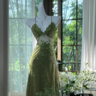 Chic green beaded short chiffon prom dress birthday dress 