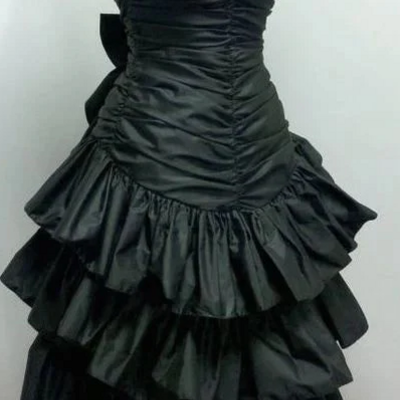 Strapless black a line short prom dress layered homecoming dress - Thumbnail 1