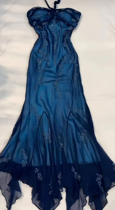 Halter Lace Appliques Chiffon Long Evening Dresses With Beading
