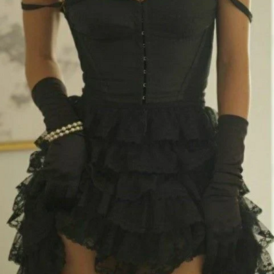 Sexy black tulle short ruffle homecoming dress  - Thumbnail 1