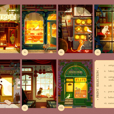Shopfront cats prints