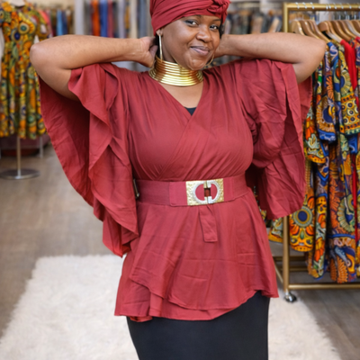 Burgundy wrap shirt