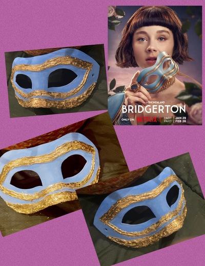 Masquerade Mask— Venetian style mask- Bridgerton Ball Eloise 