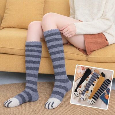 Cute Cat Paw Fleece Knee Socks