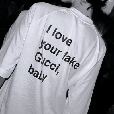 Free shipping-i love your fake g u c c i baby tee