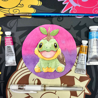 Original turtwig watercolor painting