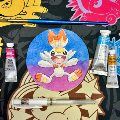 Original scorbunny watercolor painting