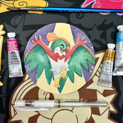 Original hawlucha watercolor painting