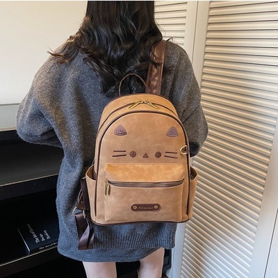 Retro brown cat backpack