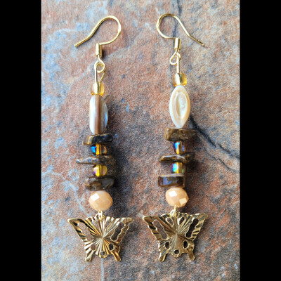 Butterflies 🦋 & tiger's eye 🐅👁 handmade earrings by nubian collection artwear👑