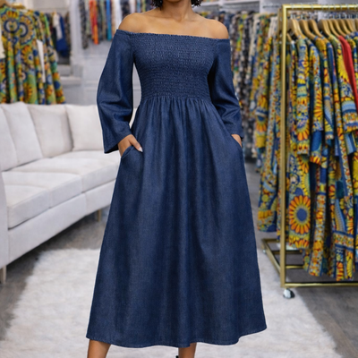 Jean dress w/ headwrap - Thumbnail 5
