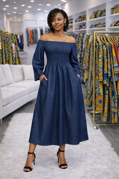 Jean Dress w/ Headwrap