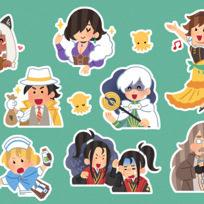 Octopath traveler ii irasutoya-style sticker sheet