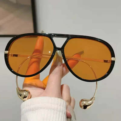 Personalized fashion toad oversized sunglasses women pilot large frame double beam sunglasses popular vintage sun glasses