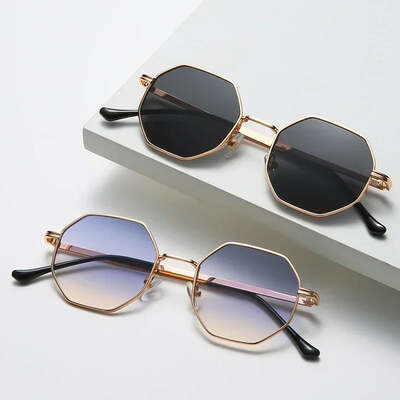 Sunglasses for women polygon metal sunglasses vintage frame men luxury brand design sun glasses women mirror gafas de sol uv400