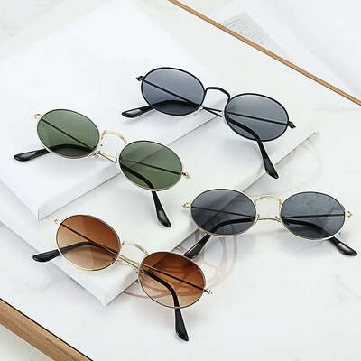 Oval sunglasses women female eyewear driver goggles gold small retro vintage sexy round sunglasses frame streetwear accessories