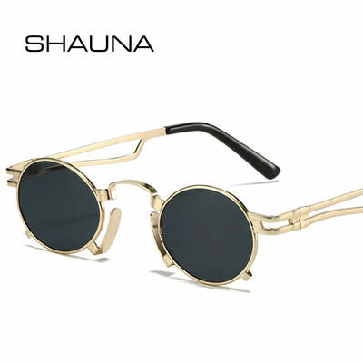 Shauna retro small oval sunglasses women fashion irregular metal frame men punk shades uv400 red yellow sun glasses
