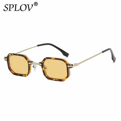 Vintage small polygon square sunglasses women candy color metal shades new fashion leopard green rectangle sun glasses uv400
